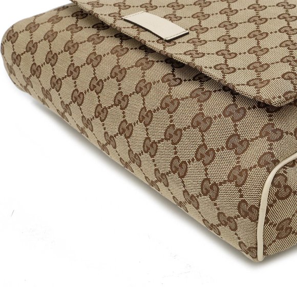 GUCCI GG canvas shoulder bag, leather, khaki beige, ivory, white, 146236 - Picture 4 of 10